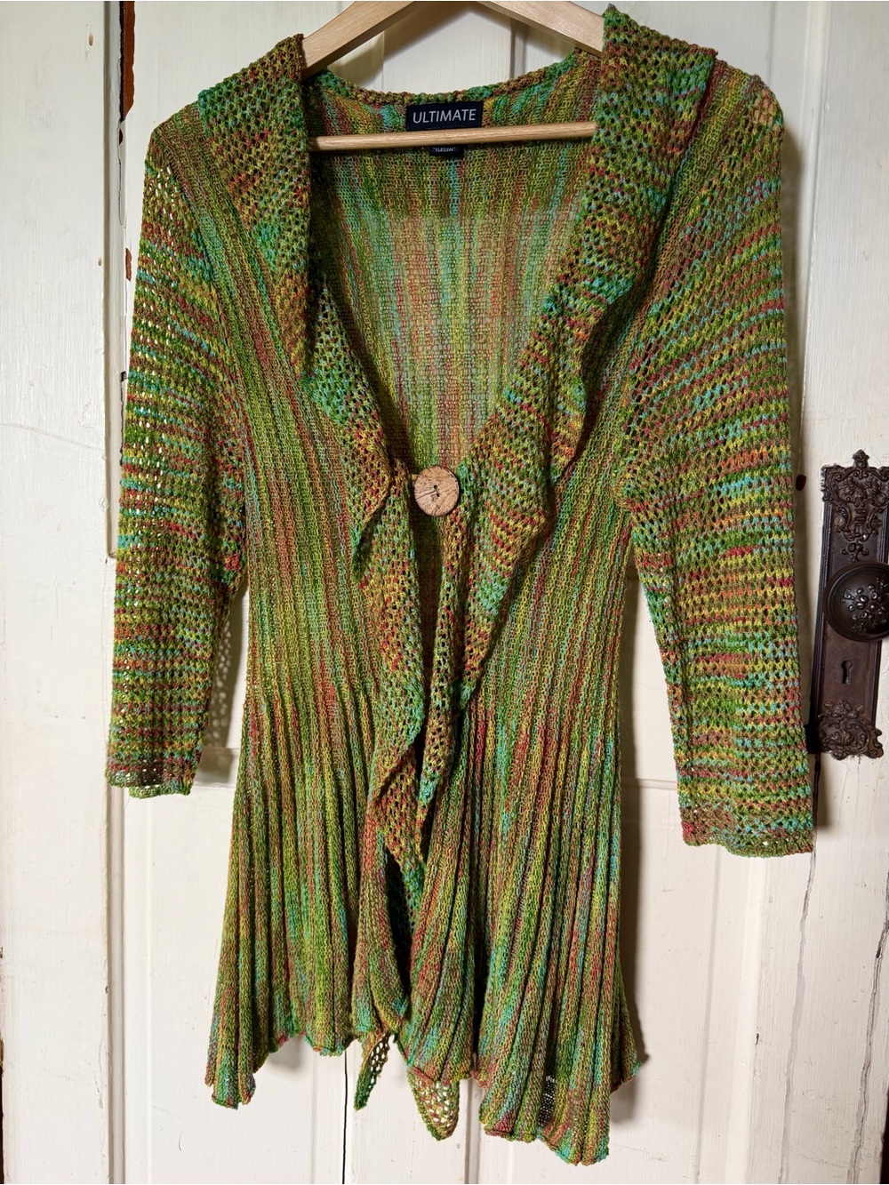 Ultimate Green Multicolor Knit Hooded Sweater